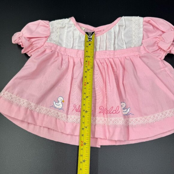 Vtg 70's 80's Baby Girls "Hello World" Pink Dress w/Duck Embroidery 0-6 months - Picture 6 of 14